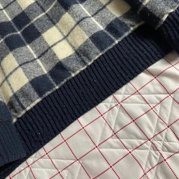 Woolrich Men Large Wool Jacket Navy Blue Plaid Lined Bomber Style Made USA - Picture 10 of 13